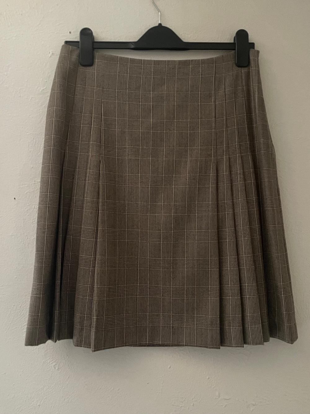 Brooks Brothers 100% Wool Plaid Pleated Skirt Tan Brown Cream Women’s 10